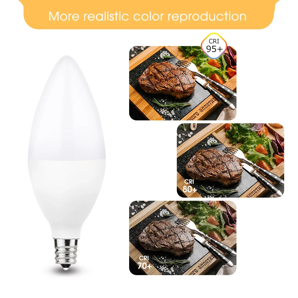 E12 Candelabra LED Light Bulbs, 60W Equivalent(6 Watts), 550LM, Daylight White 5000K, Dimmable, for Chandelier, Ceiling Fan, Dimmable, 12 Pack