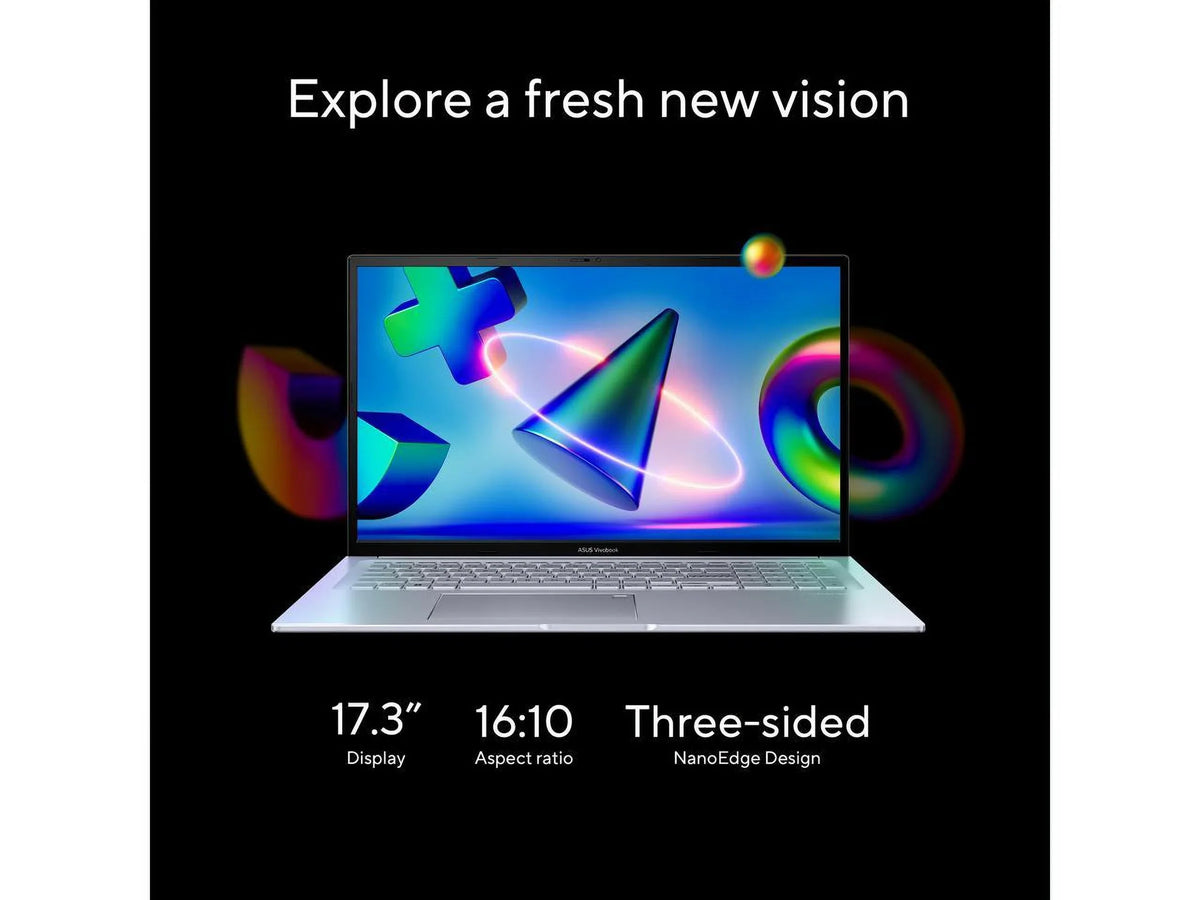 2023 ASUS Vivobook 17X Notebook 17.3” FHD Display, Intel Core i9-13900H CPU, 16GB RAM, 1TB SSD, OS 11 Home, Transparent Silver, K3704VA-DH96-S
