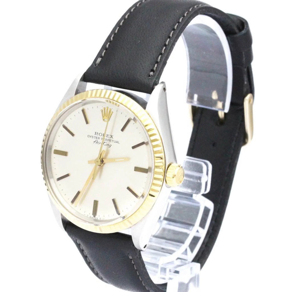 Authenticated Pre-owned Vintage ROLEX Oyster Perpetual Airking Steel 18K Yellow Gold Mens Watch BF560275