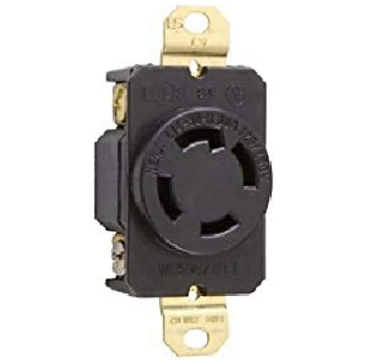 Industrial Specification Grade Flush Mount Single Receptle 30 Amp 125/250 Volt 3-Phase NEMA L14-30R Blk Turnlok