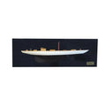 HomeRoots 401899 12 in. Shamrock V Yacht Half-Hull Boat Hand Painted Decorative Boat, Black & White