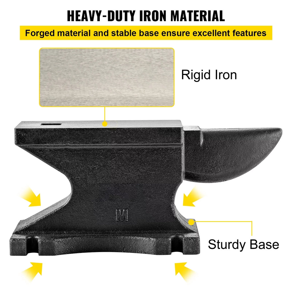 BENTISM Iron Anvil Blacksmith Single Beck Cast Iron 100 LB/45KG W/1.2in Square Hole