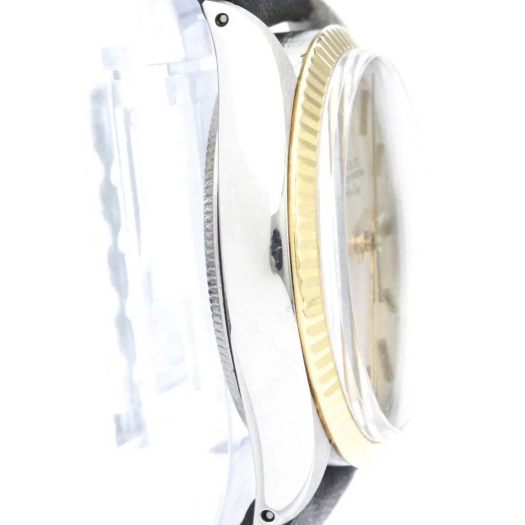 Authenticated Pre-owned Vintage ROLEX Oyster Perpetual Airking Steel 18K Yellow Gold Mens Watch BF560275