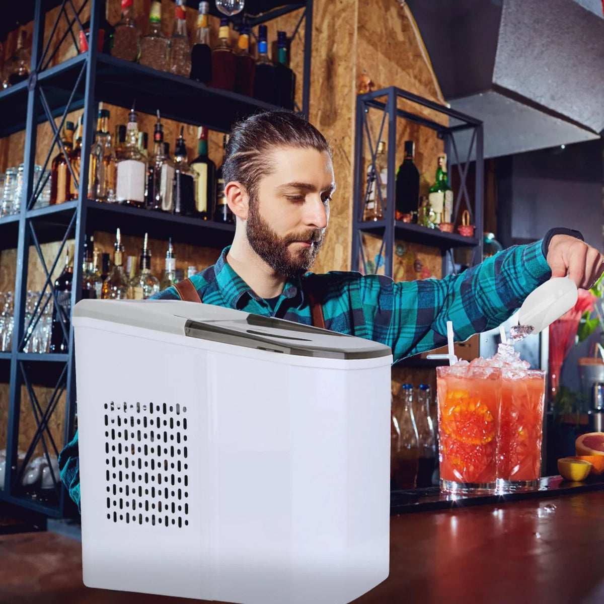 Countertop Ice Maker, iMounTEK Electric Ice Making Machine 6 Mins 9 S/L Bullet Ice, Max 33LBS/24Hrs, Portable Ice Maker with Self-Cleaning, Ice Scoop, and Basket, for Home/Kitchen/Office/Party/Bar/RV