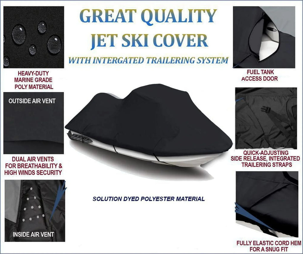 BLACK 600 DENIER JetSki Cover Compatible for Polaris Virage TX 2000 2001 2002 Jet Ski Cover PWC Covers