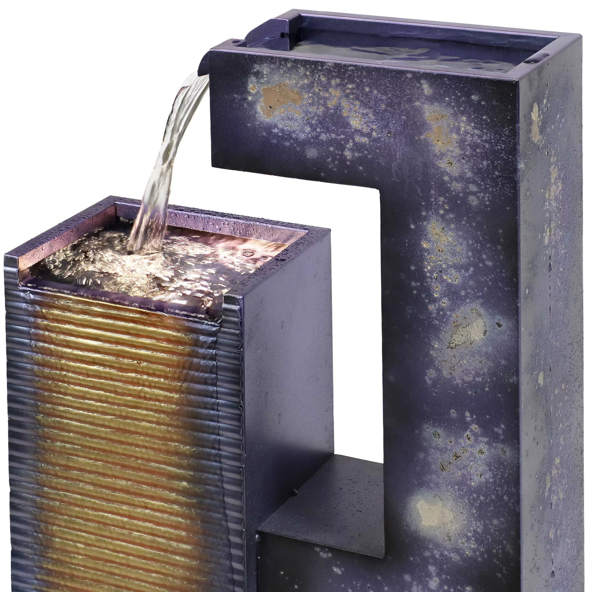 Sunnydaze Cascading Tower Outdoor Metal Fountain with LED Lights - 32"
